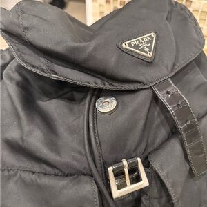 Prada Black Nylon Backpack with Silver Hardware